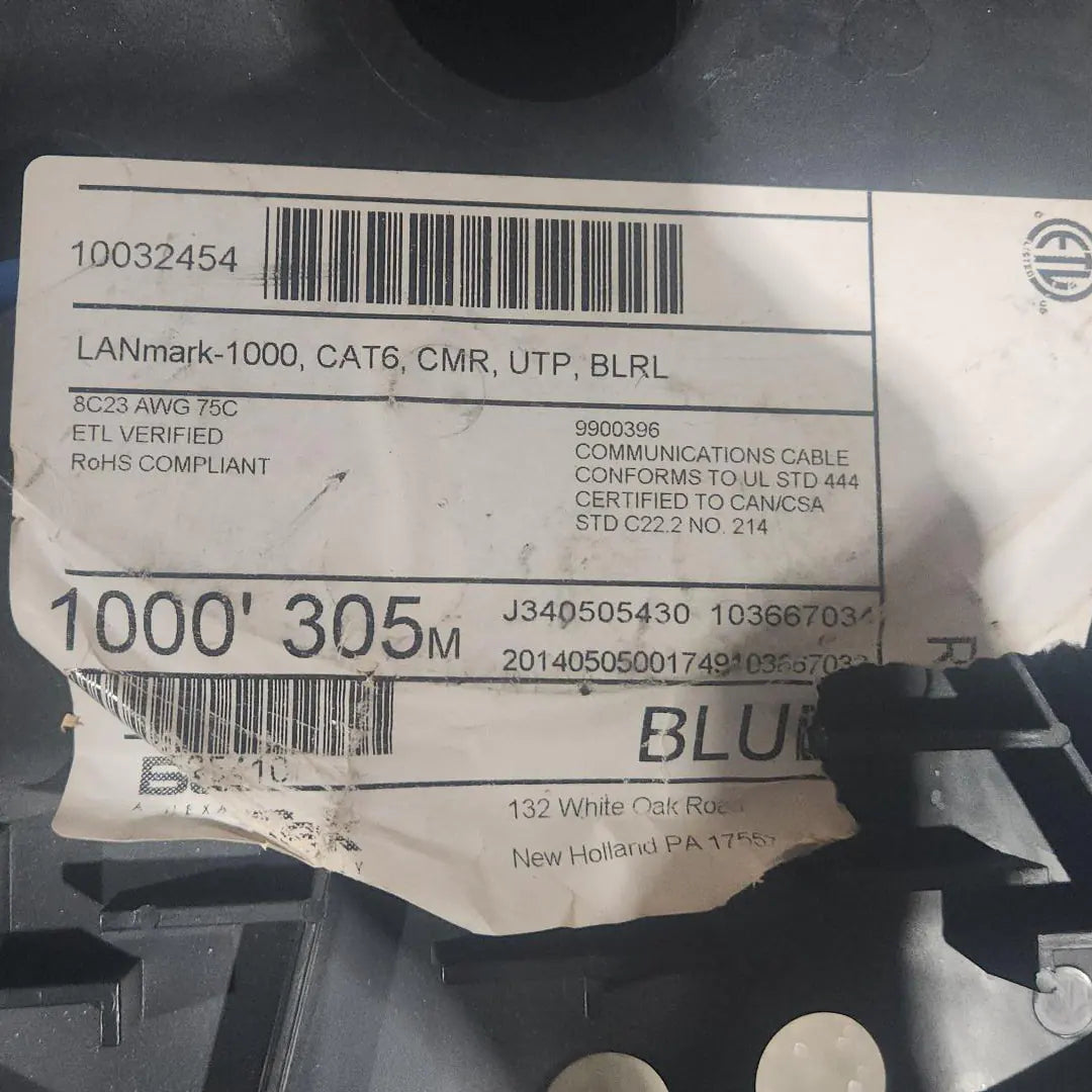 BERK-TEK | 10032454 LANmark-1000 CAT6 Riser 1000ft Blue UTP Ethernet Cable