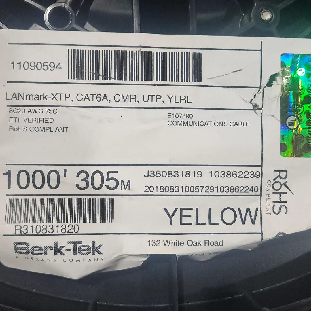 BERK-TEK | LANmark-XTP CAT6A Riser 1000ft UTP 23 AWG Ethernet Cable