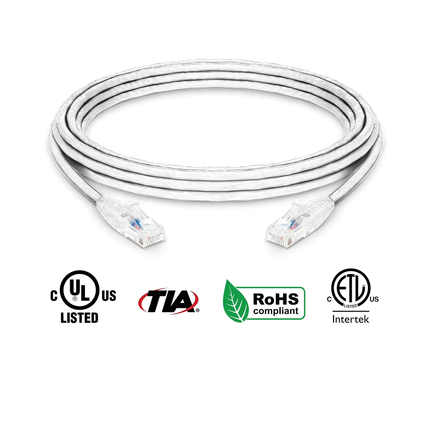 Cat5e Ethernet Patch Cables Booted White 20ft