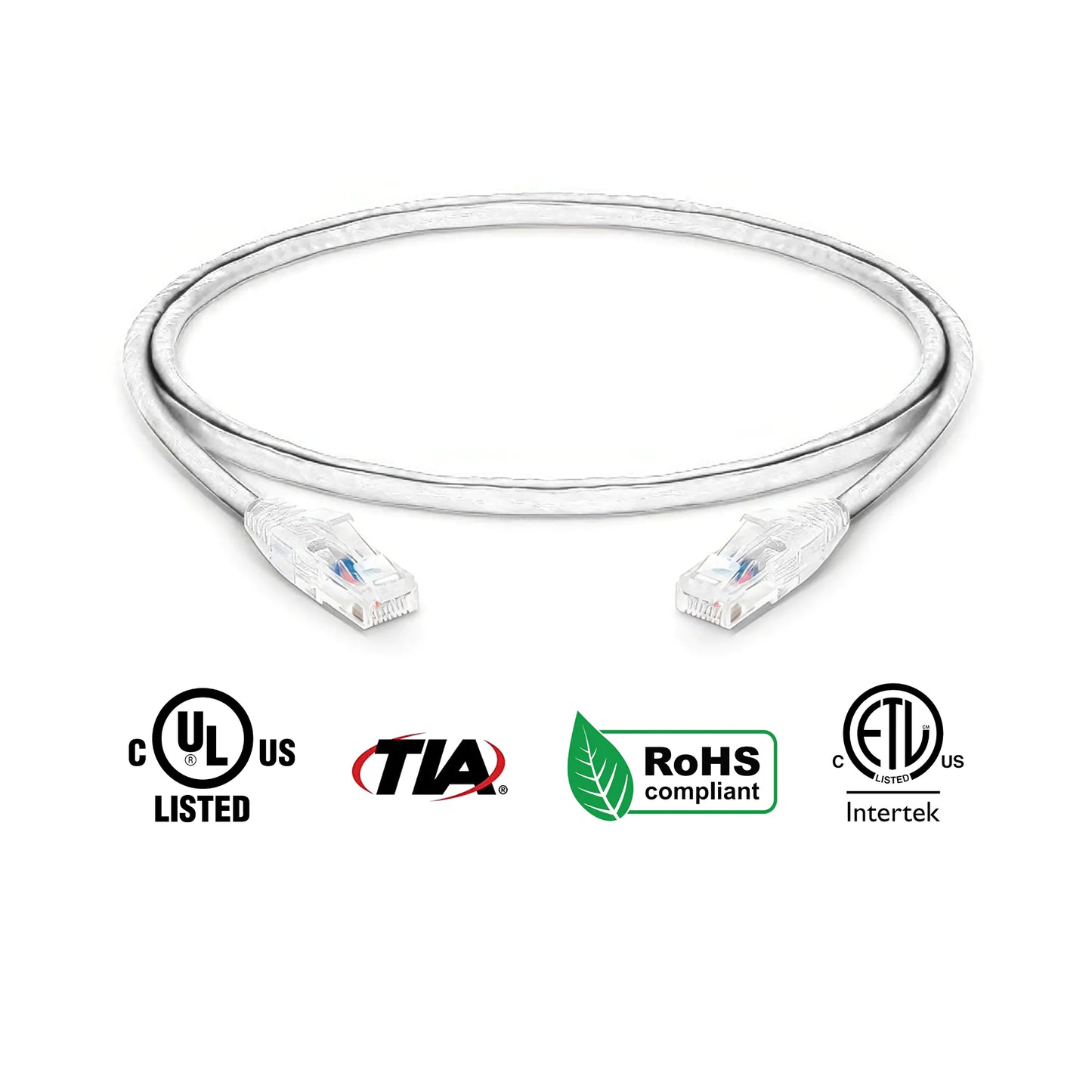 Cat5e Ethernet Patch Cables Booted White 4ft