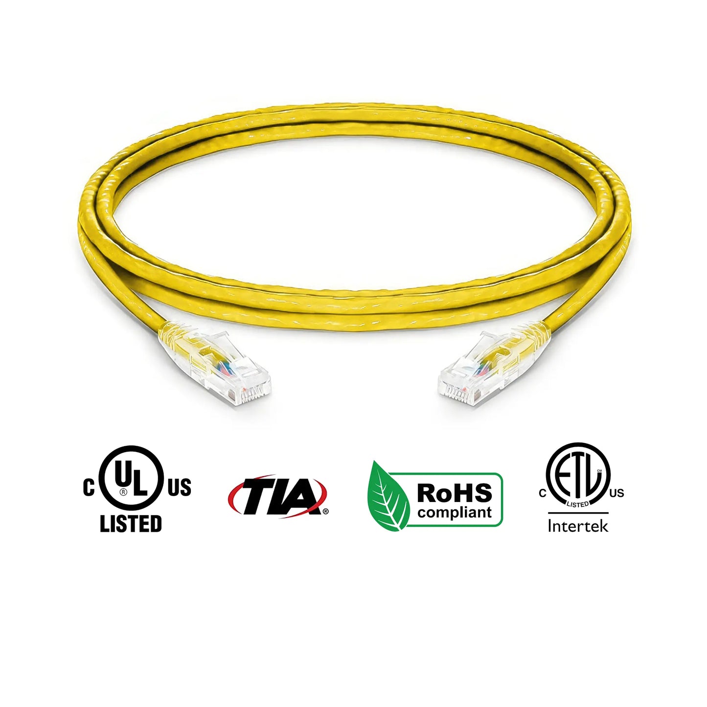 Cat5e Ethernet Patch Cables Booted Yellow 10ft