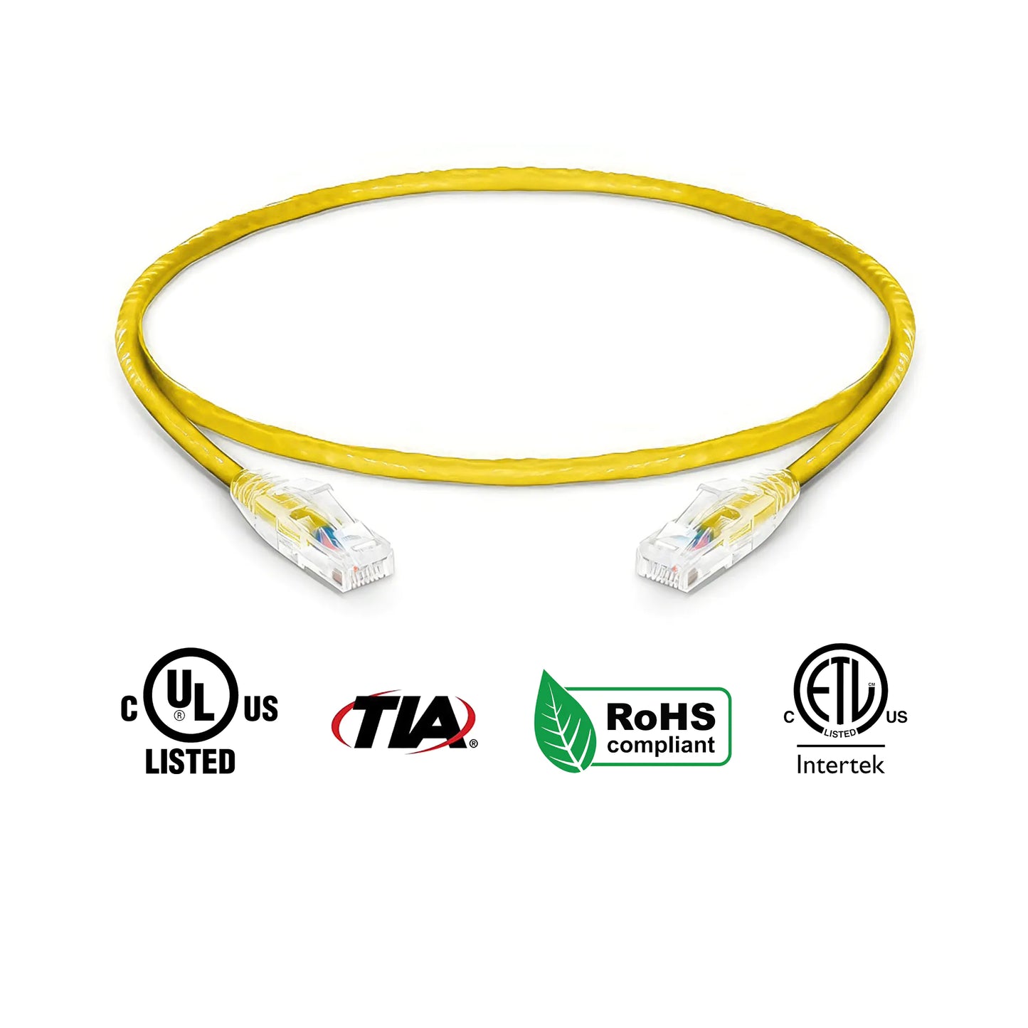 Cat5e Ethernet Patch Cables Booted Yellow 2ft