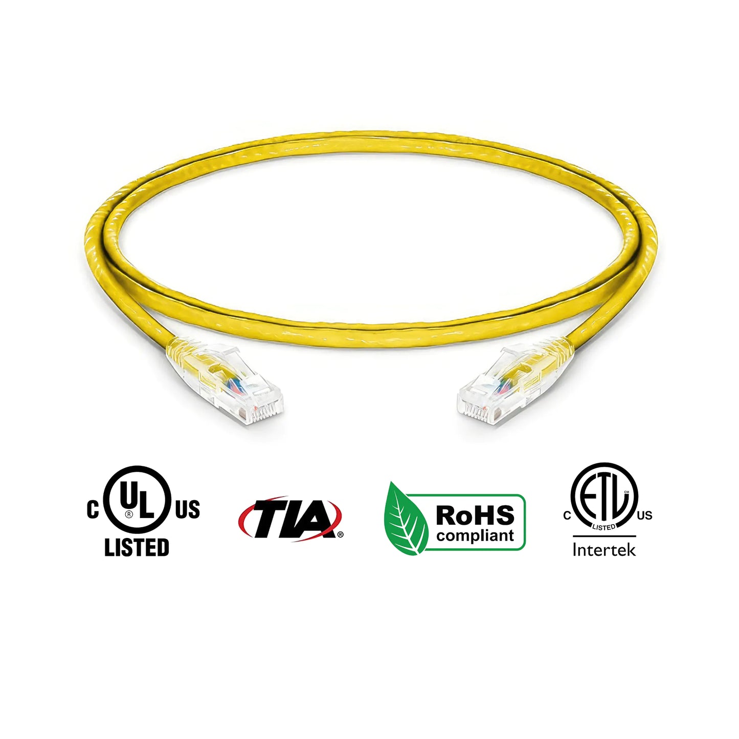 Cat5e Ethernet Patch Cables Booted Yellow 3ft