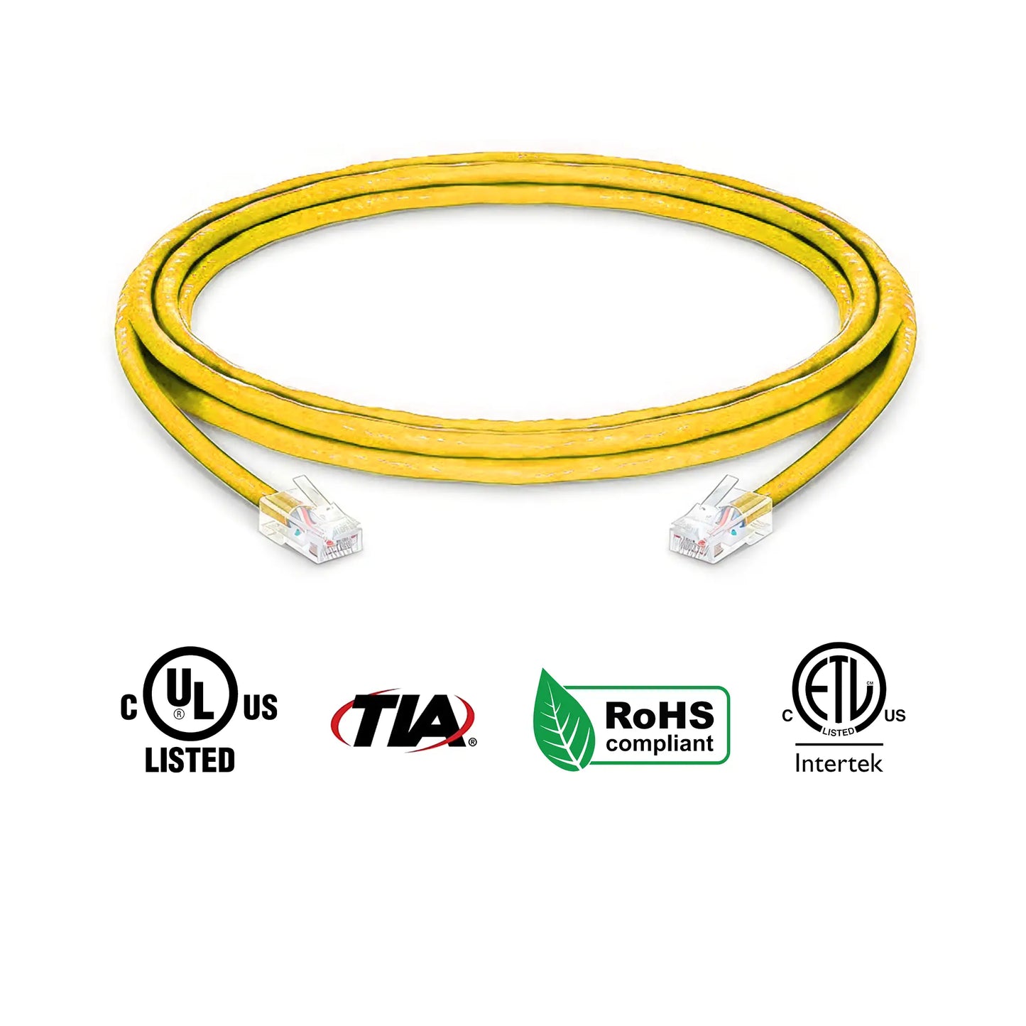 Cat5e Ethernet Patch Cables Non Booted UL Listed Yellow Cable 10ft