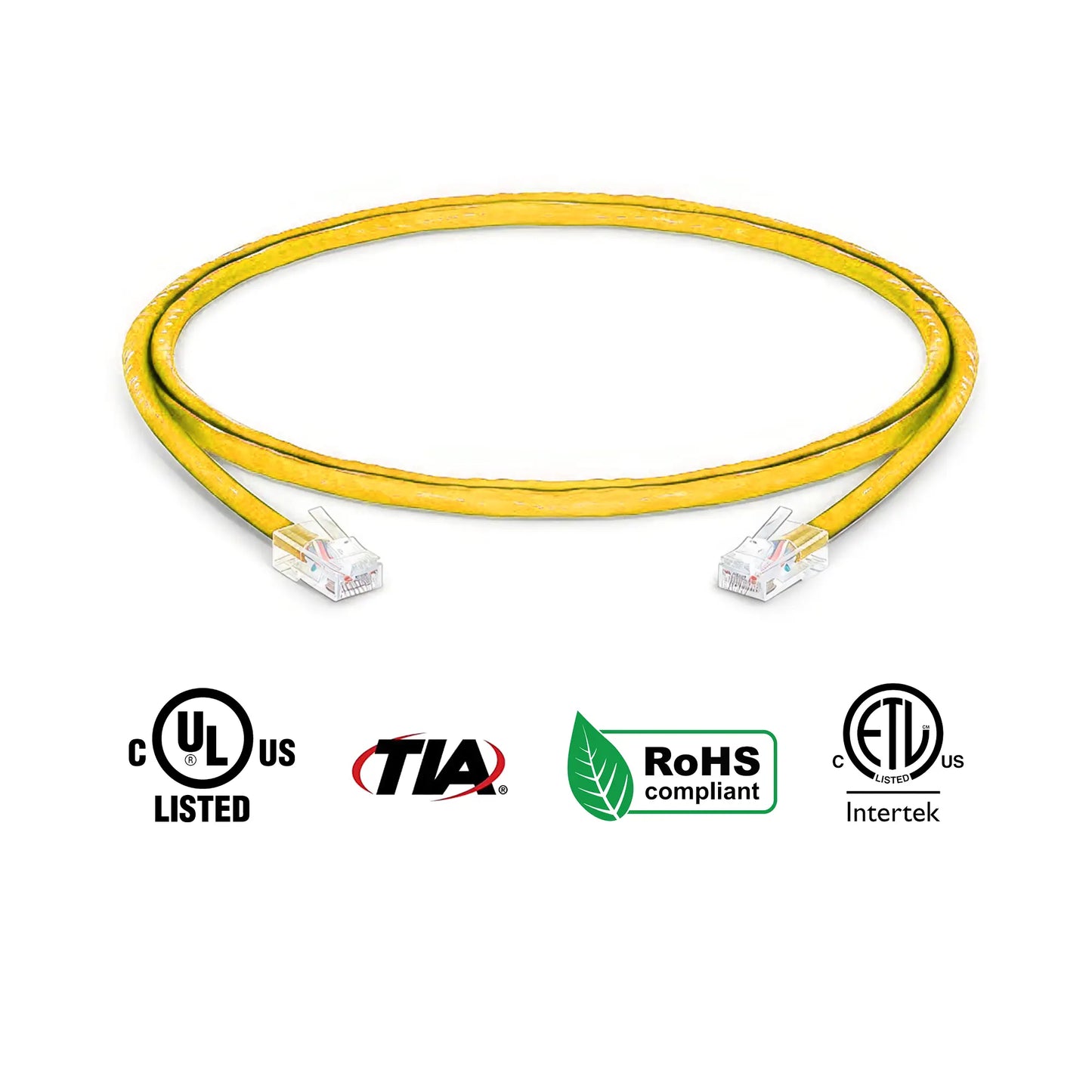 Cat5e Ethernet Patch Cables Non Booted UL Listed Yellow Cable 3ft