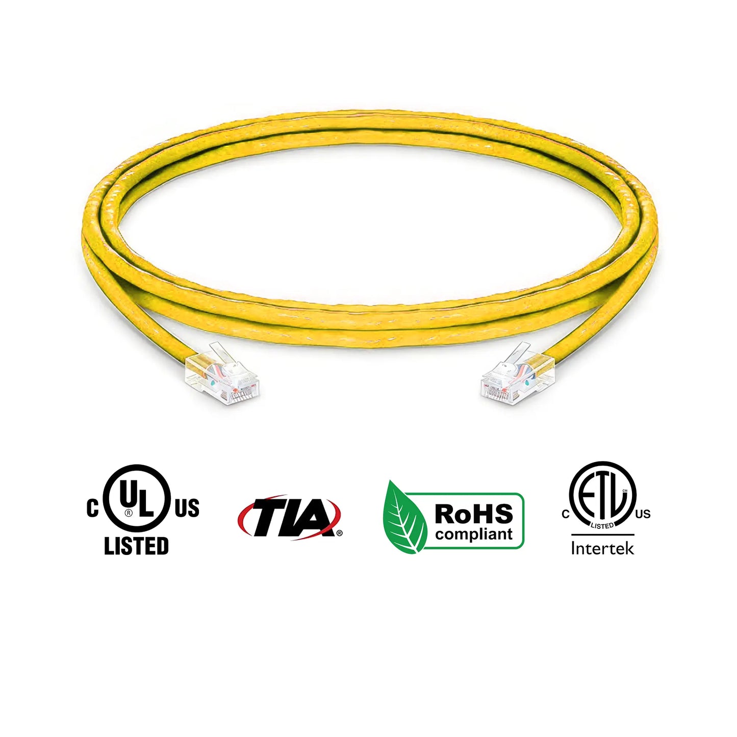 Cat5e Ethernet Patch Cables Non Booted UL Listed Yellow Cable 6ft