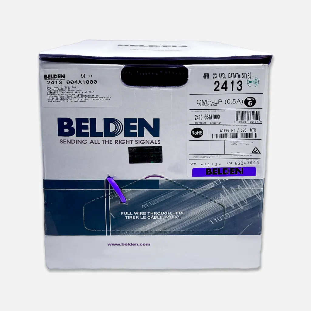Belden 2413 Cat6 Plenum Solid Copper 23 AWG USA Made 1000ft Ethernet Cable