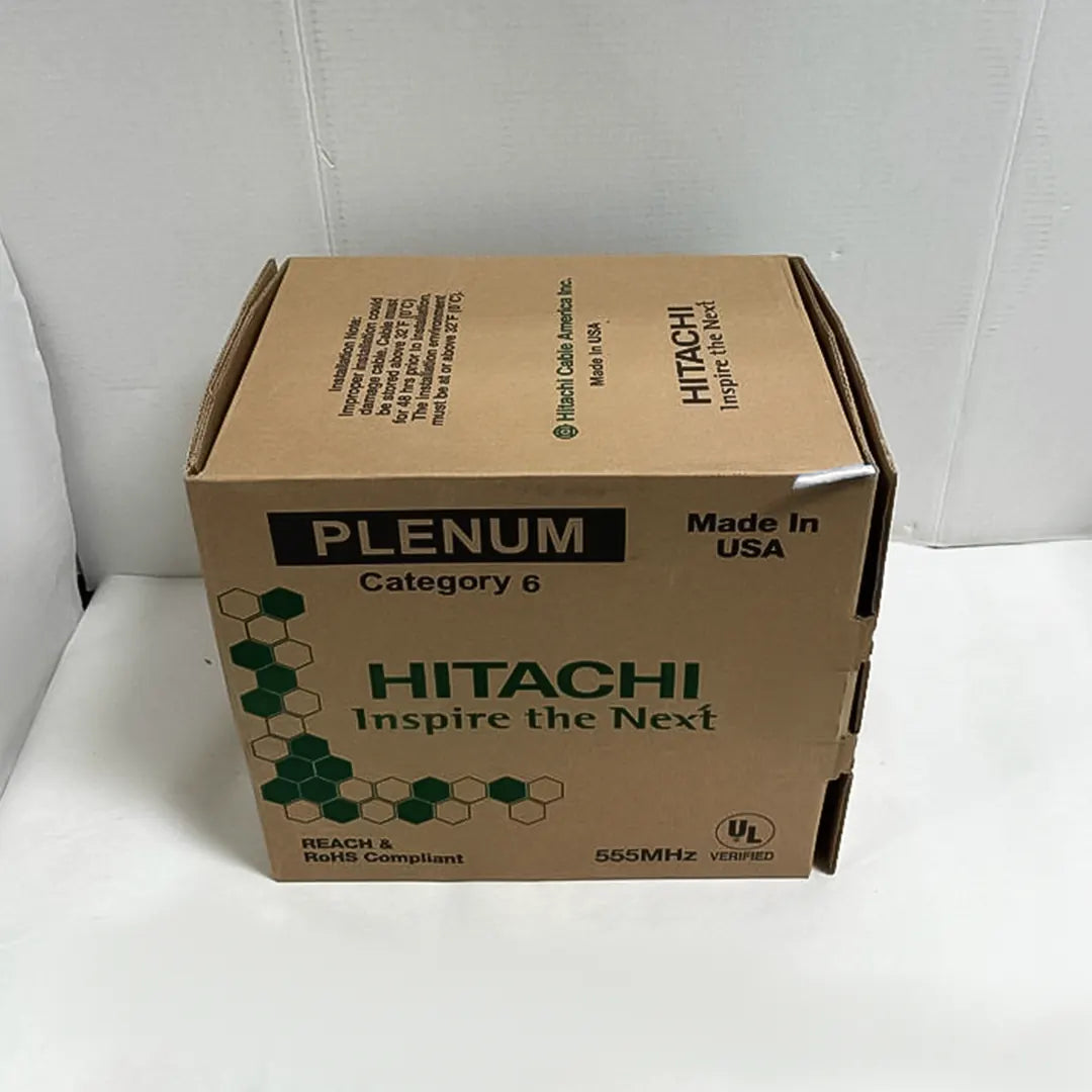 Cat6 Plenum Hitachi 30237-8 CMP 23AWG 1000ft White UL Listed Ethernet Cable Top View