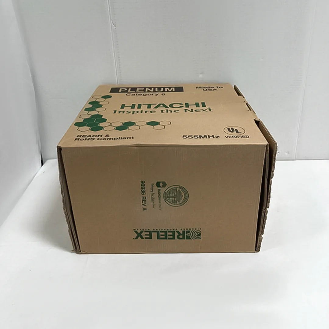 Cat6 Plenum Hitachi 30237-8 CMP 23AWG 1000ft White UL Listed Ethernet Cable Top view drop down