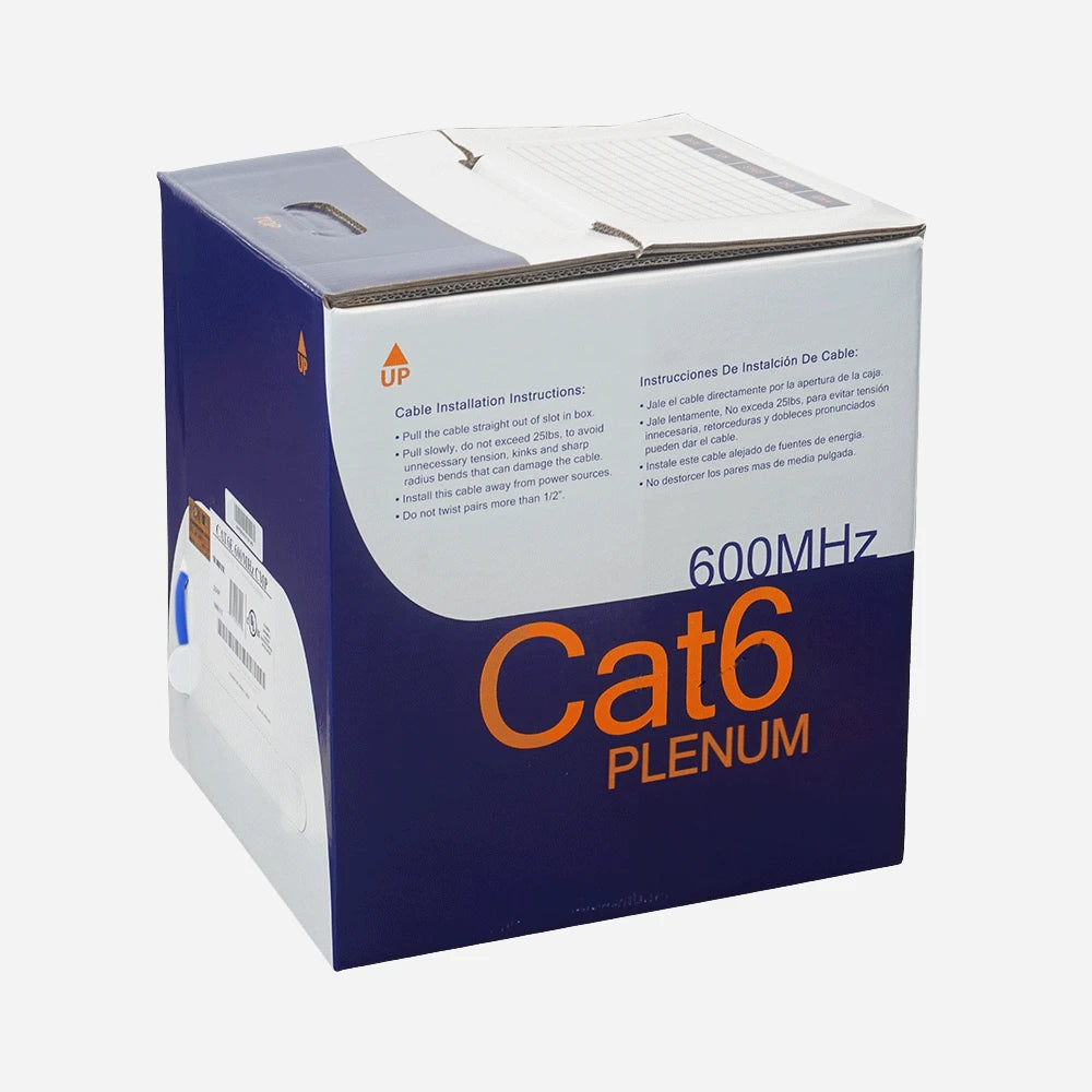 Cat6 Plenum Wavenet 6E04UPXX3N 600MHz UTP 23AWG 1000ft Solid Copper Ethernet Cable RIB (Reel-In-Box)