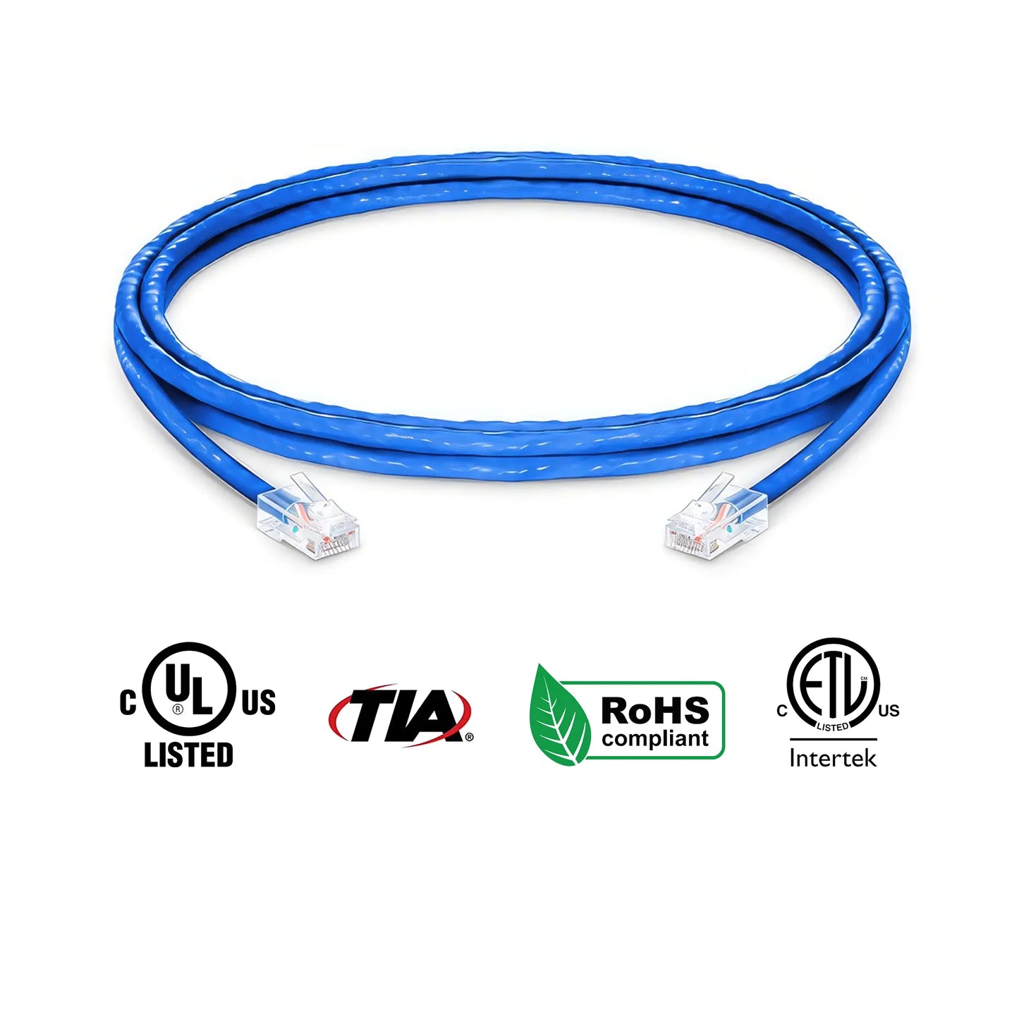 Cat6 non booted Ethernet Patch Cables 24 AWG Black 7ft