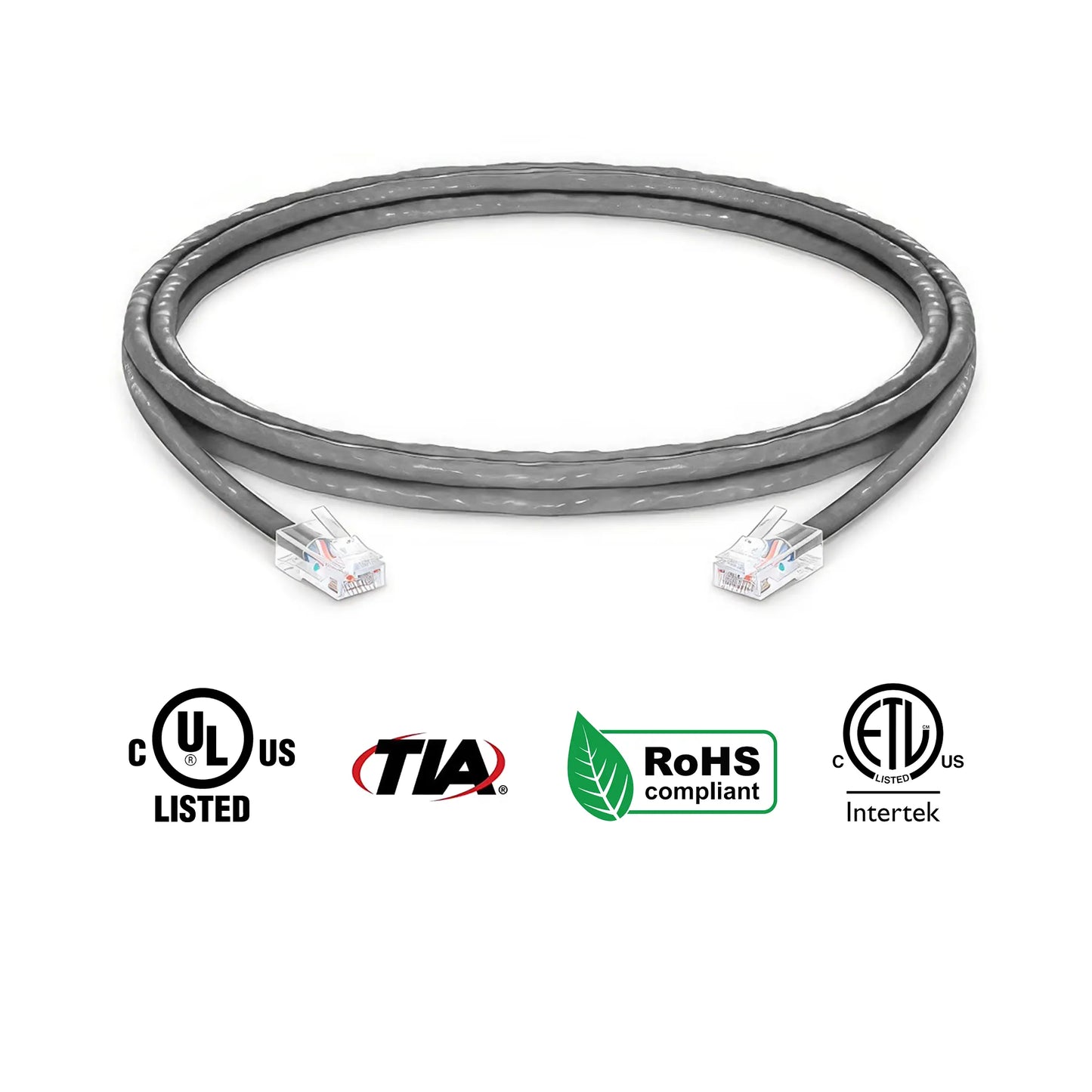 Cat6 non booted Ethernet Patch Cables 24 AWG Gray 7ft