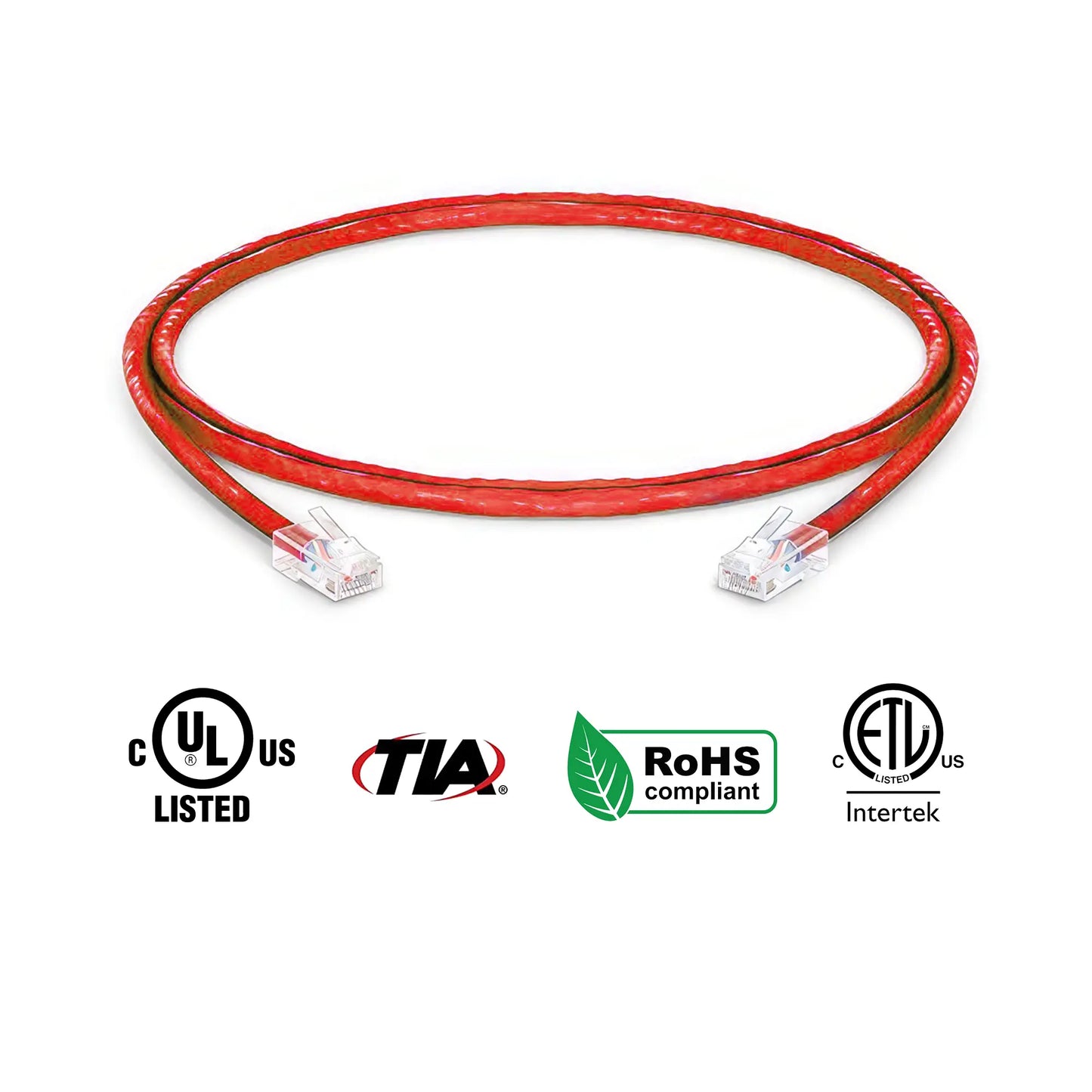 Cat6 non booted Ethernet Patch Cables 24 AWG Red 3ft