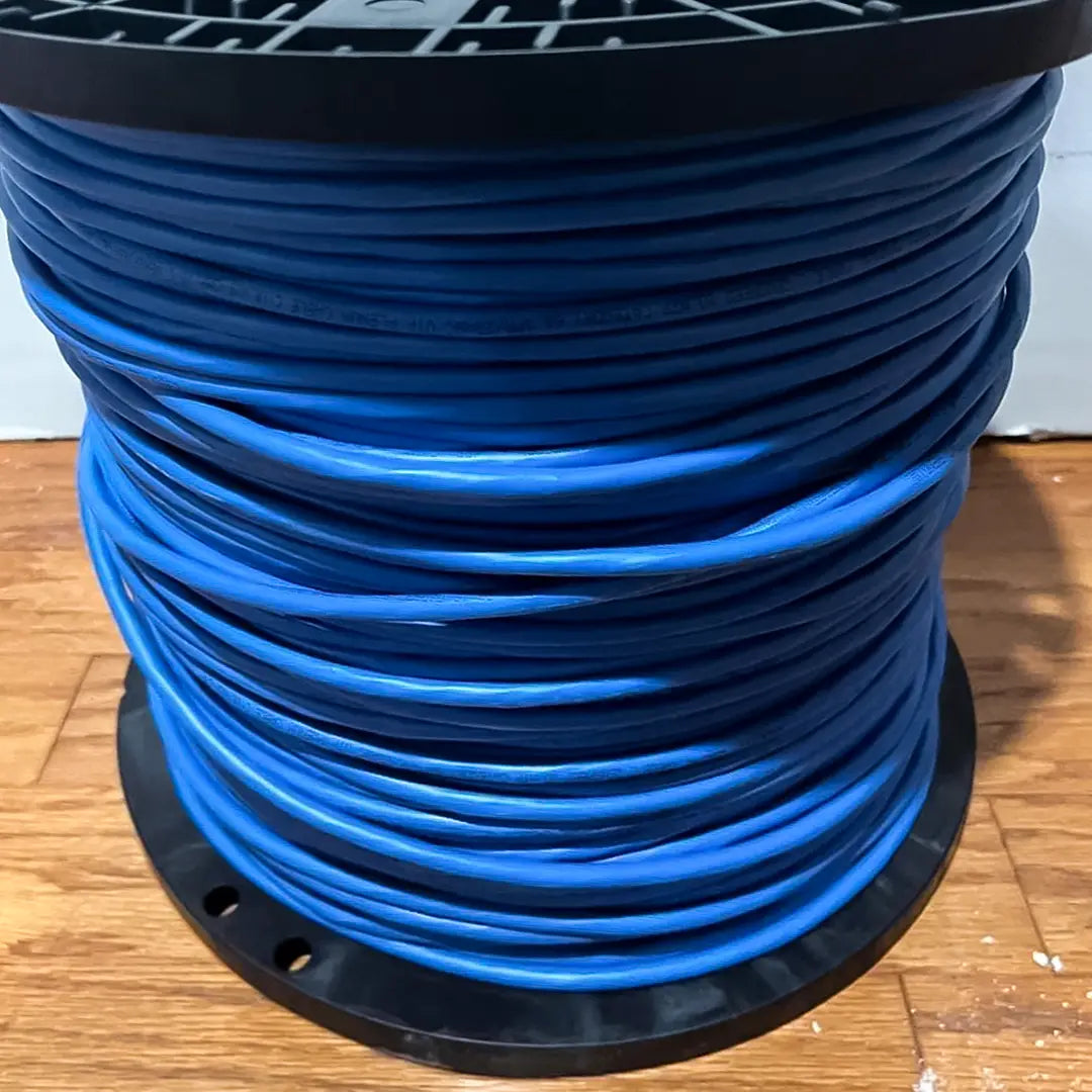 A 1000ft spool of blue GenSPEED Cat6A F/UTP plenum cable