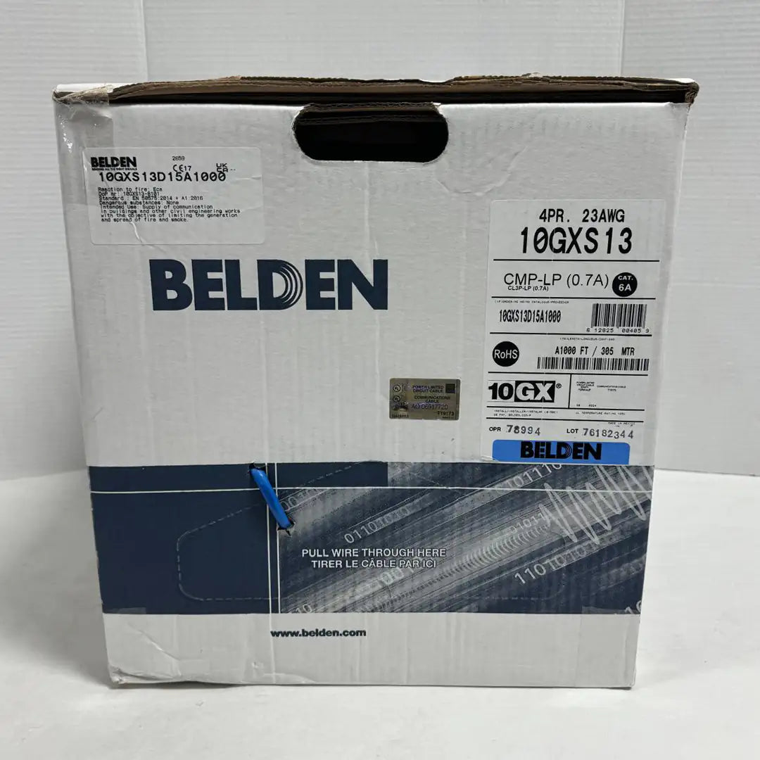 Cat6A Plenum Belden 10GXS13 Solid Copper Blue Ethernet Cable