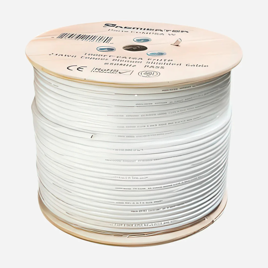 A 1000ft spool of white Cat6A shielded plenum cable