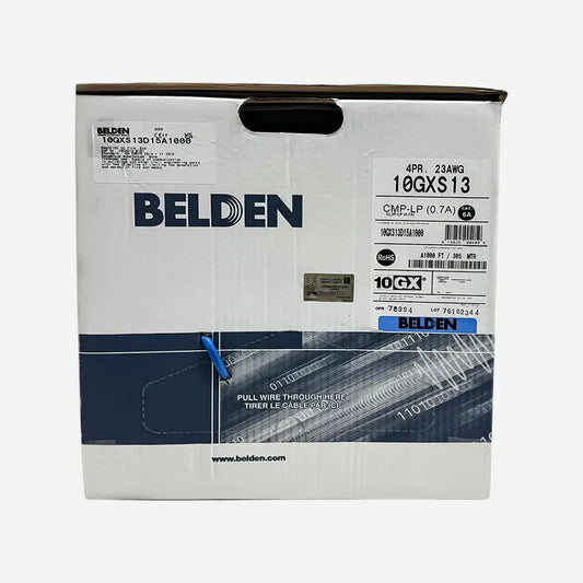 Cat6A Plenum Belden 10GXS13 Solid Copper USA Made Blue Ethernet Cable