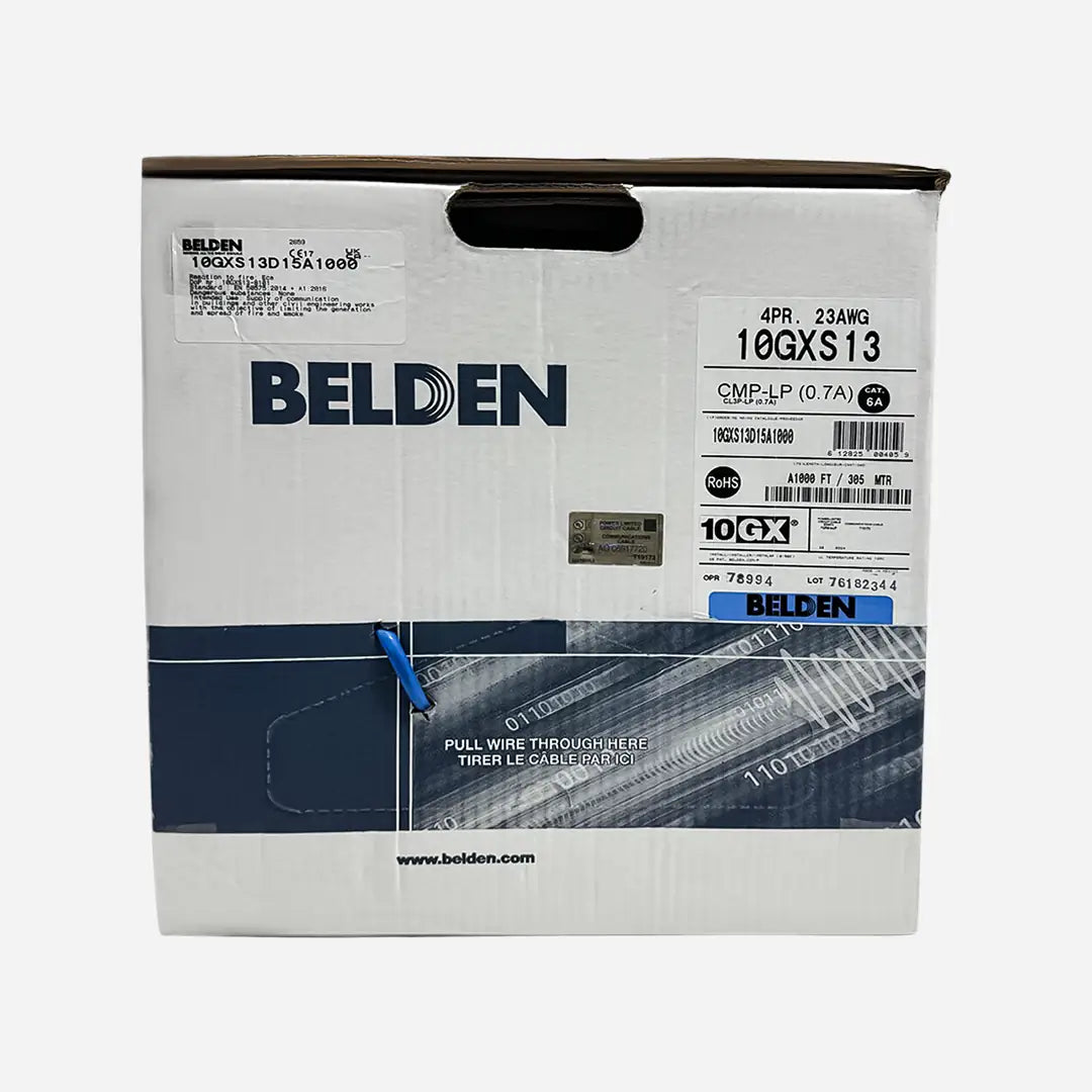 Cat6A Plenum Belden 10GXS13 Solid Copper USA Made Blue Ethernet Cable