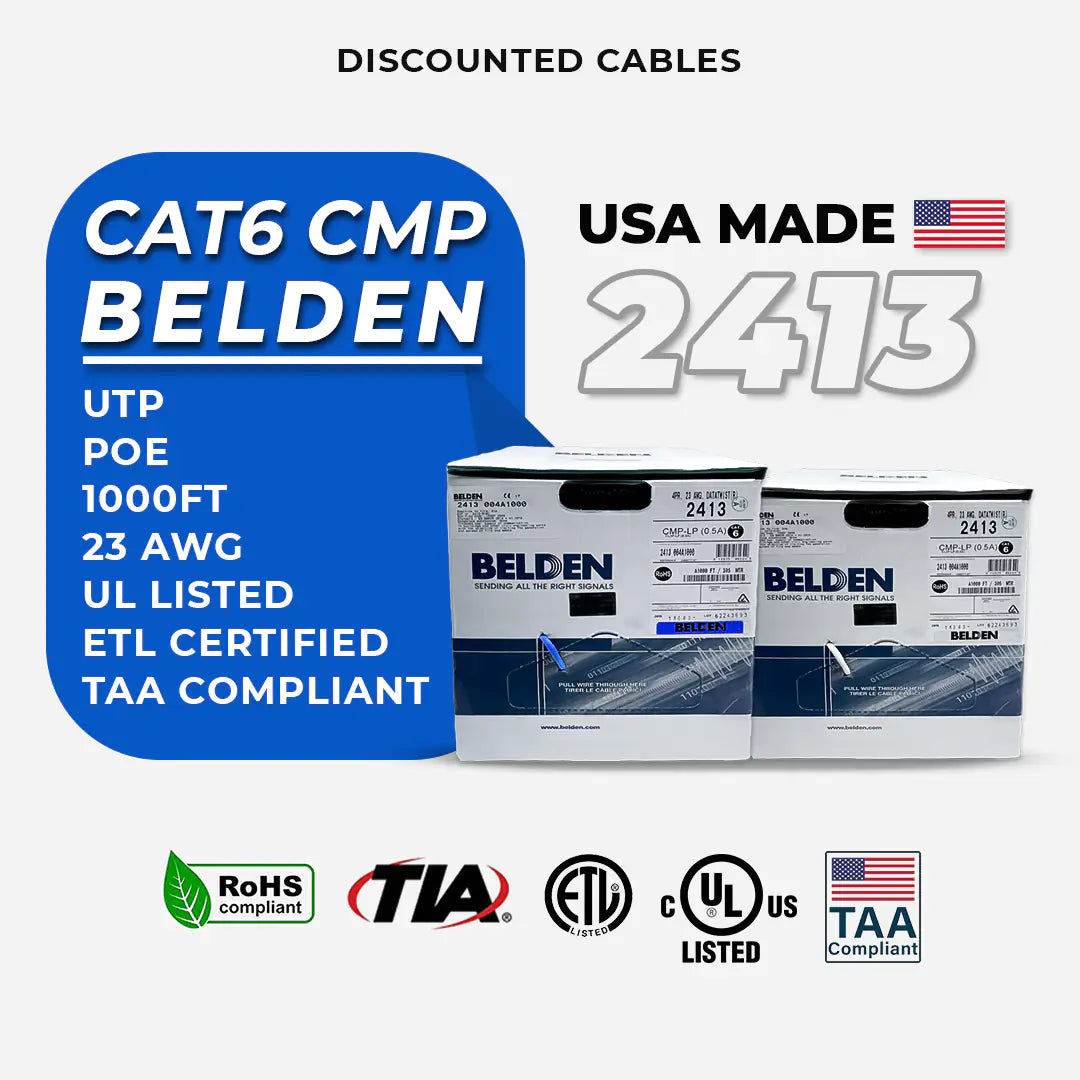 Cat6 Plenum Belden 2413 USA Made 1000ft Ethernet Cable