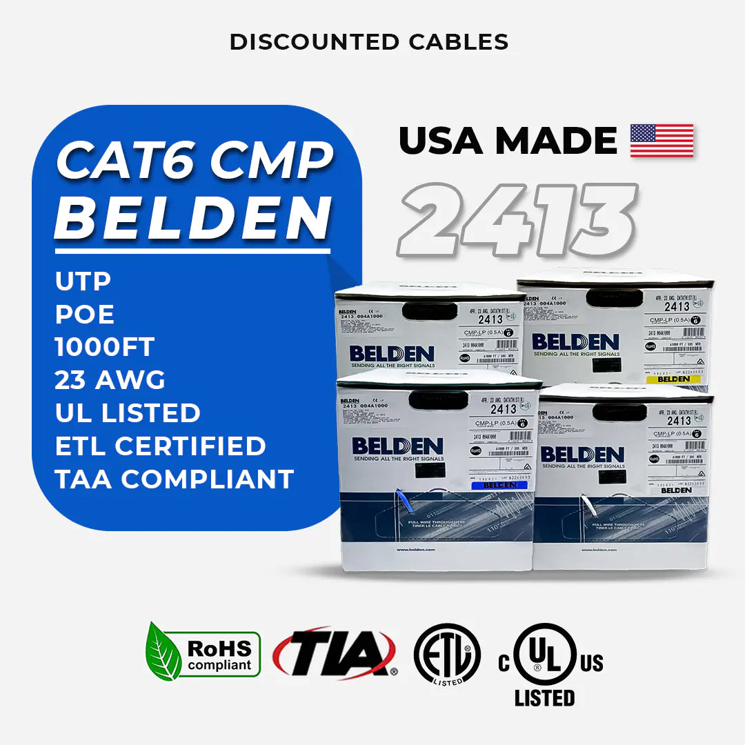 Cat6 Plenum Belden 2413 USA Made 1000ft  Ethernet Cable