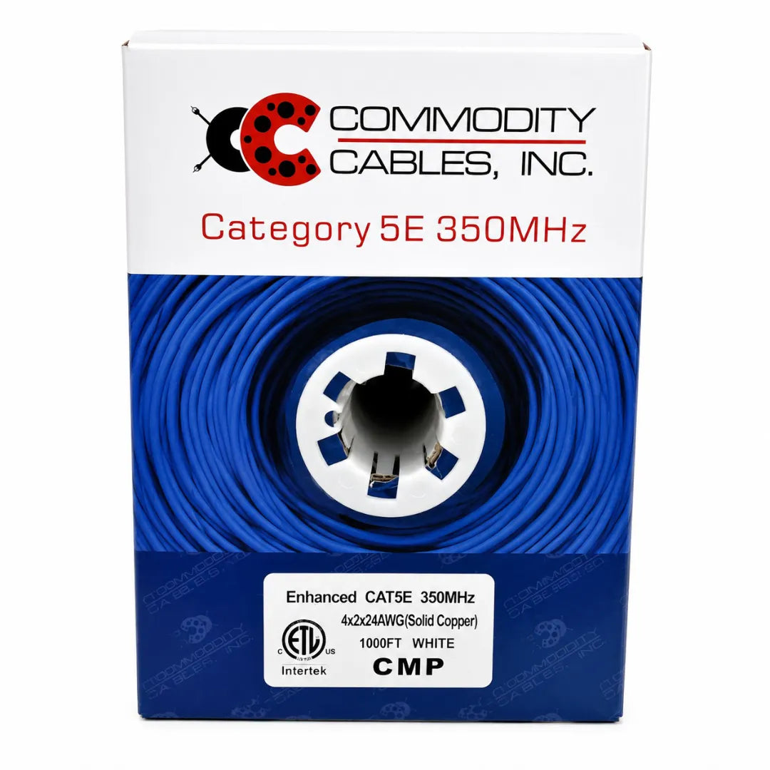 Commodity Cables 5ECMP244BW Cat5E Plenum UTP 24AWG CMP 350MHz 1000ft White Ethernet Cable