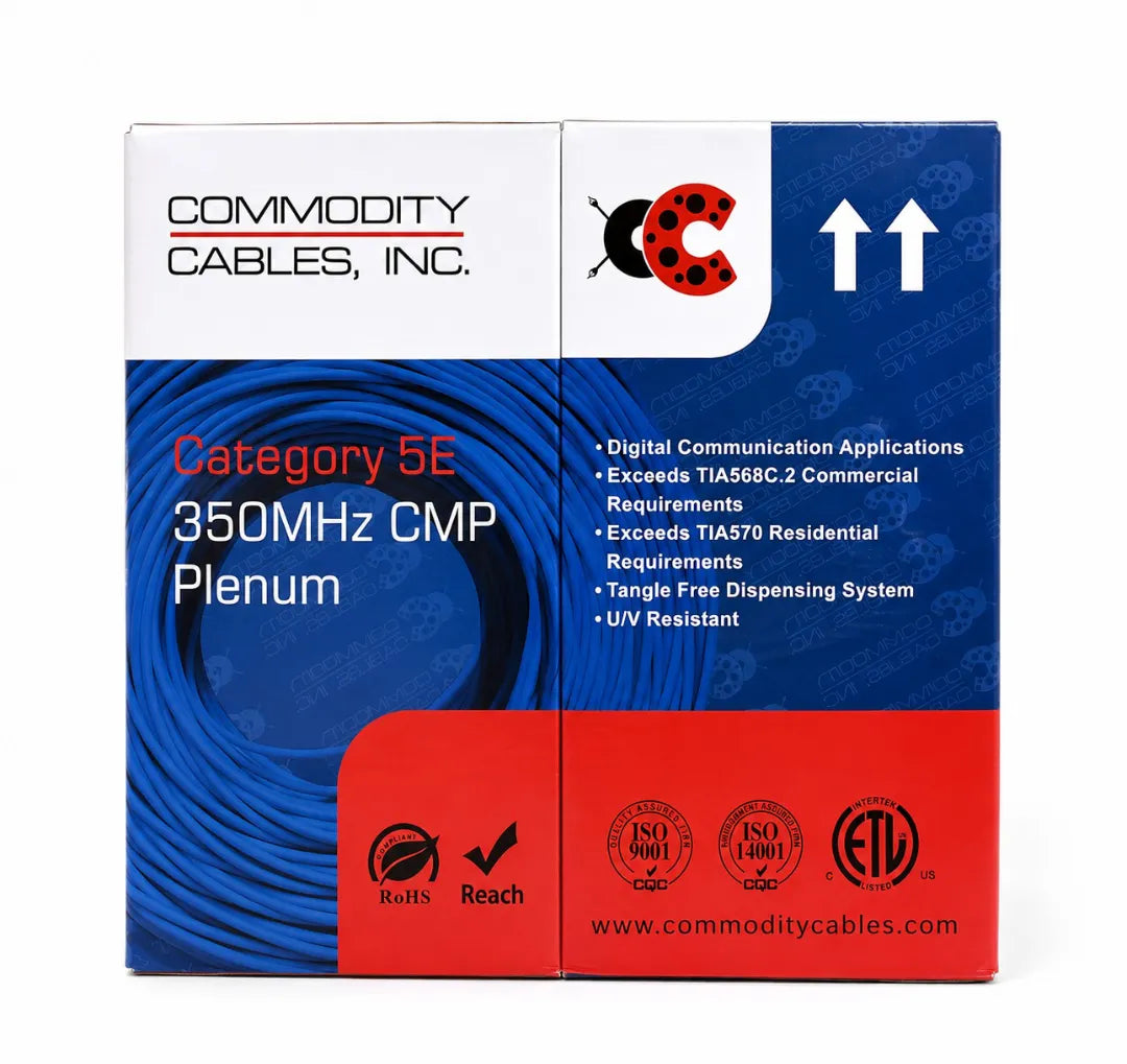 Commodity Cables 5ECMP244BW Cat5E Plenum UTP 24AWG CMP 350MHz 1000ft White Ethernet Cable