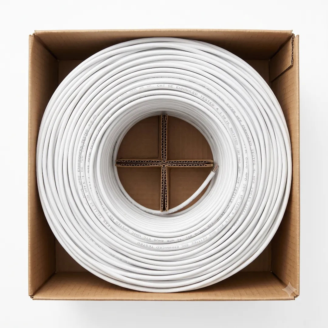 Commodity Cables 5ECMP244BW Cat5E Plenum UTP 24AWG CMP 350MHz 1000ft White Ethernet Cable