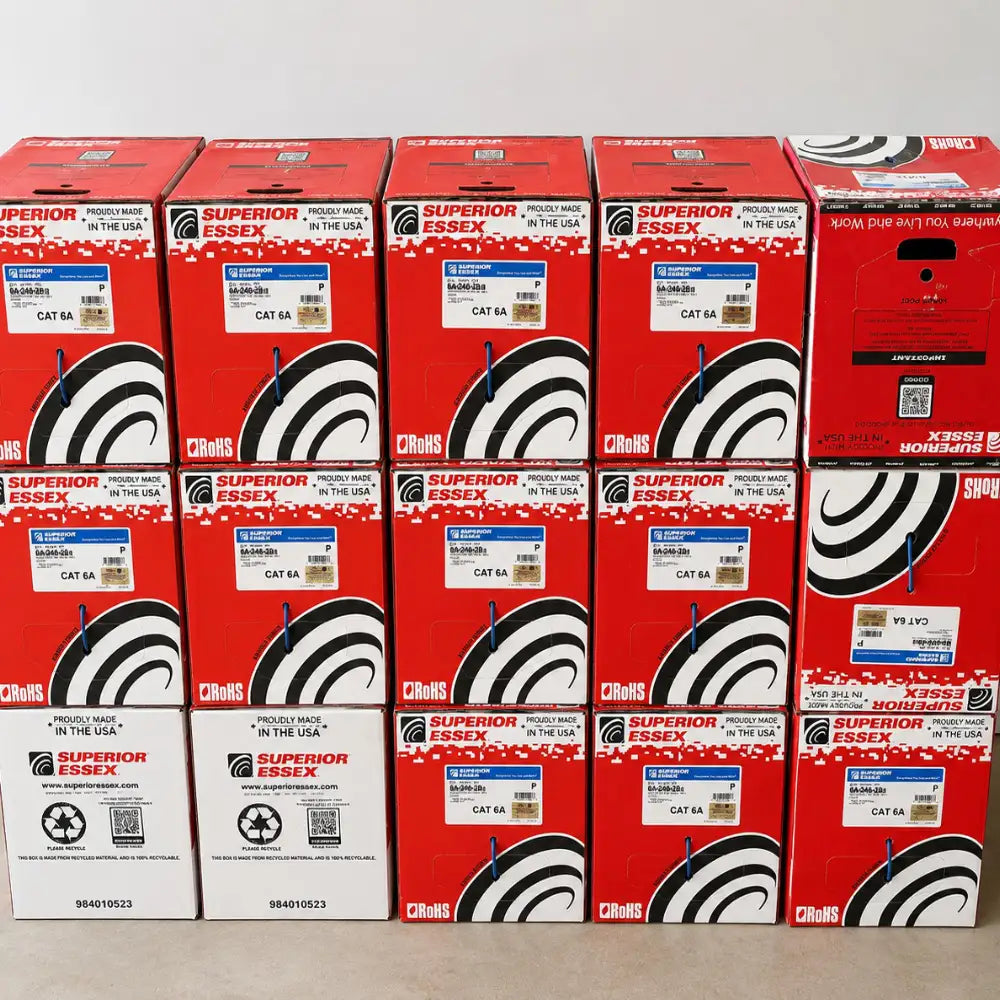 Superior Essex 6A-246-2B Cat6A Plenum UTP 23AWG UL Listed 1000ft Blue Ethernet Cable