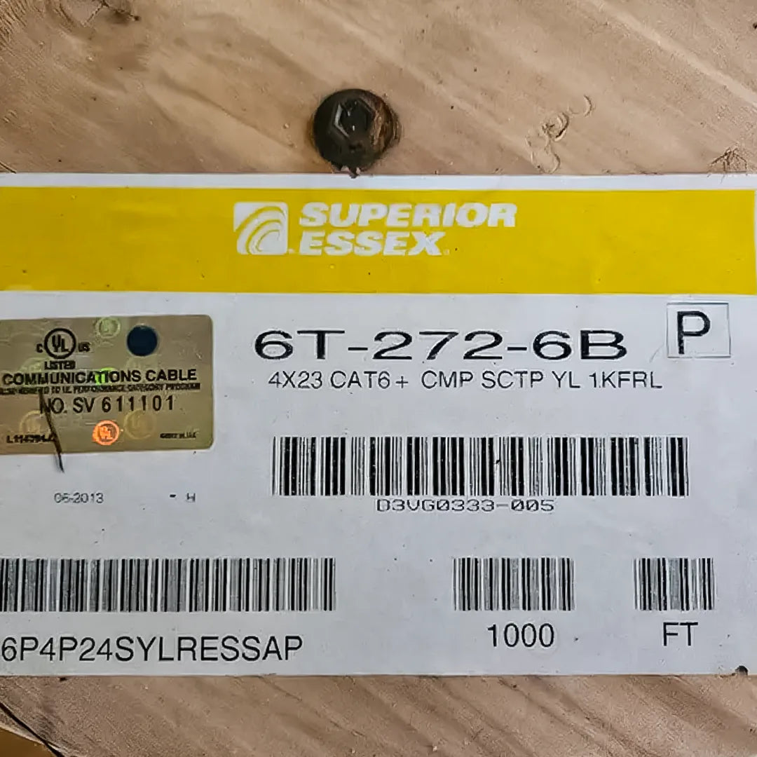 Superior Essex Cat6 Plenum 6T-272-2B F/UTP 23AWG 500MHz 1000ft Ethernet Cable