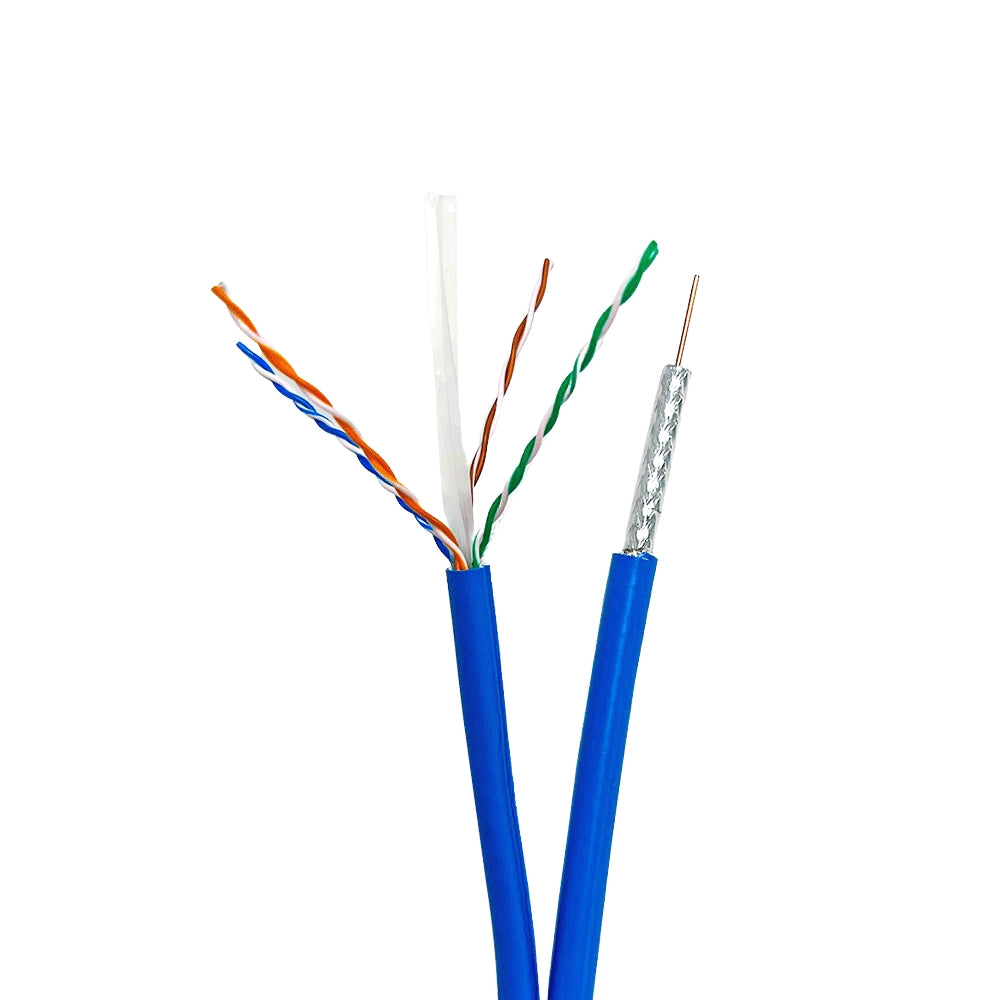 Wavenet H16E16QMBL2-500 | 1 CAT6 CMR UTP 23AWG + 1 RG-6 QUAD Shield 18AWG CMR 3.0GHz (Overall CM) 500ft Reel Combination Cable
