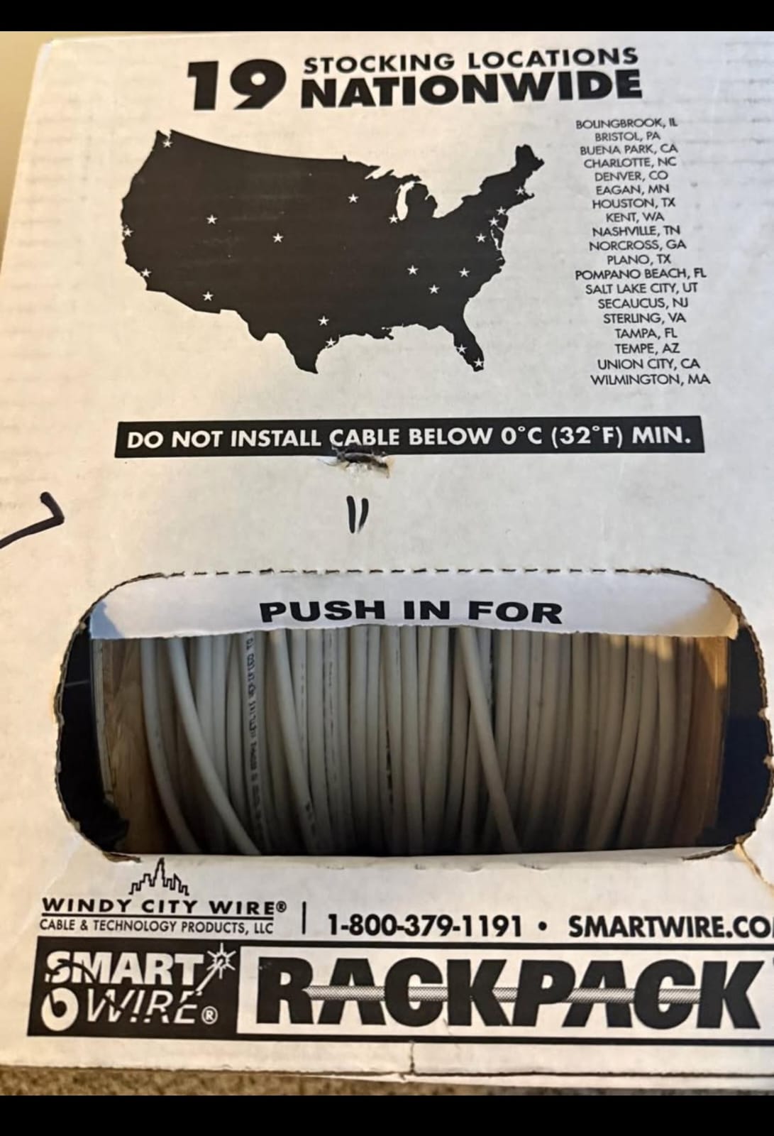 Windy City Wire Cat6 Plenum 556600 23AWG UTP 550MHz White 1000ft Ethernet Cable