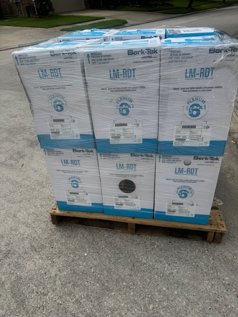 BERK-TEK | RDT 11143780 CAT6A Plenum Orange 1000ft 750MHz REDUCED DIAMETER Ethernet Cable