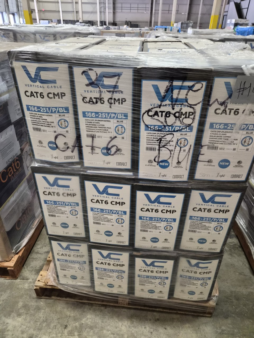 Cat6 Plenum Vertical Cable 166 Series 23AWG 550MHz 1000ft Ethernet Cable