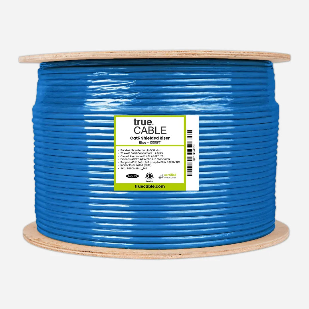 trueCABLE 6ESCMRBLU_1Krl Cat6 Riser Shielded F/UTP 23AWG 550MHz 1000ft Ethernet Cable