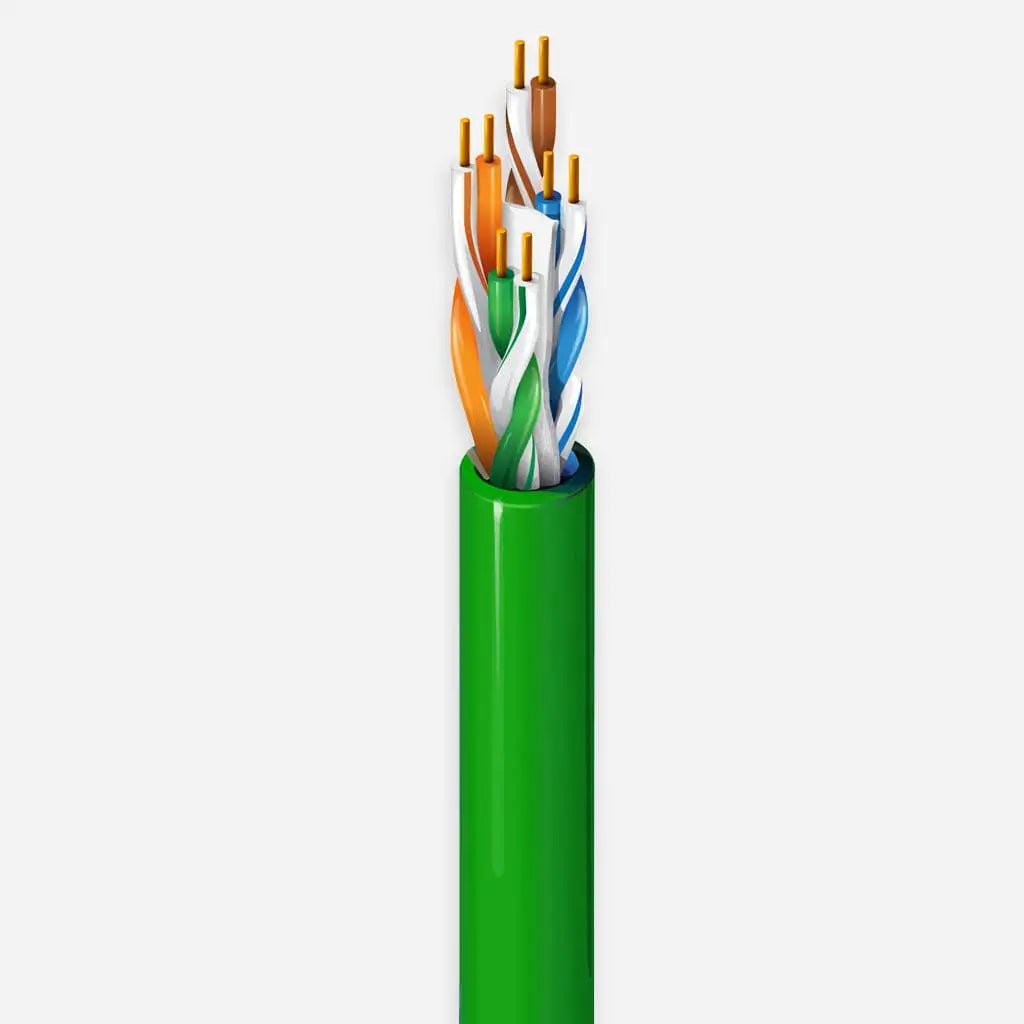 Cat6 Plenum Belden 2412 Green 1000ft USA Made Cable 23 AWG 250 Mhz upto 550 Mhz Riser-CMR Cable
