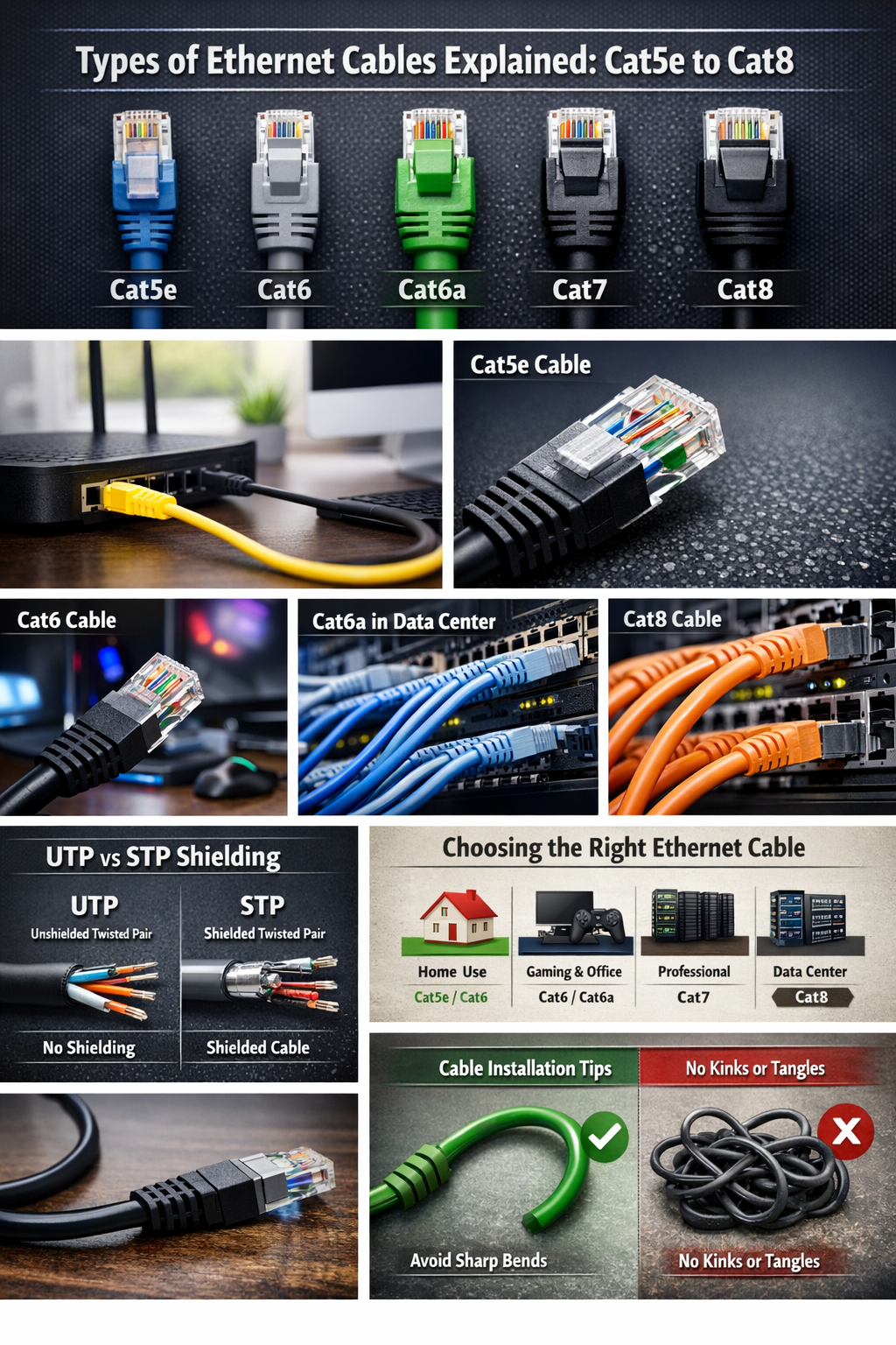Types of Ethernet Cables Explained (Cat5e to Cat8)