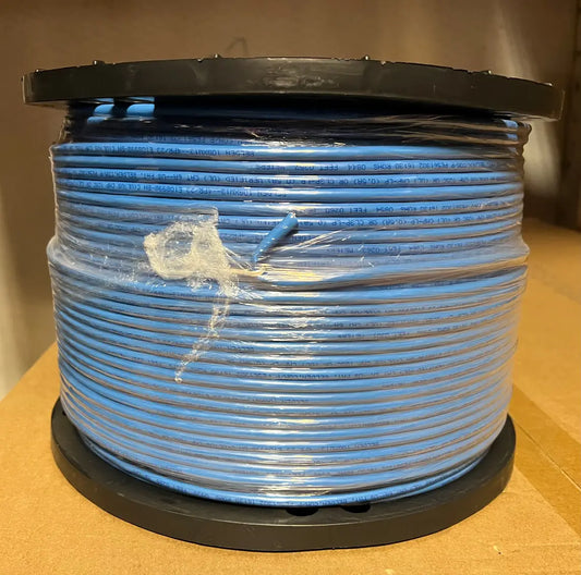 A 1000ft spool of blue Belden 10GXW13 Cat6A plenum cable