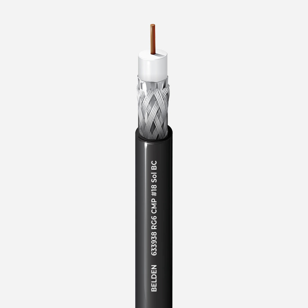 Belden 633938 RG6 Plenum CATV MATV Duofoil Braid 1000ft Black Open Cable View