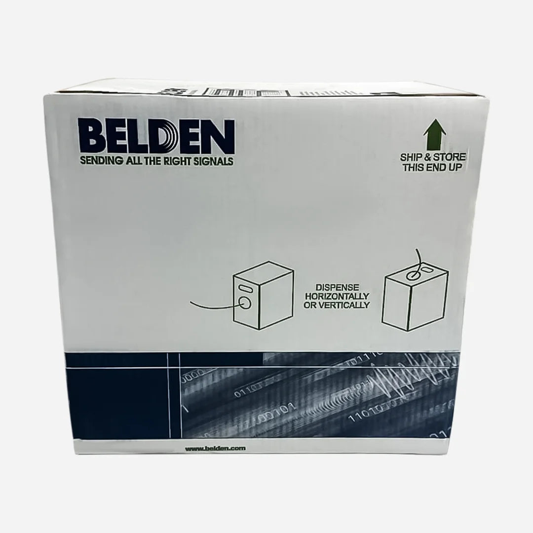 Belden Cat6 Plenum 2413 White 1000ft USA Made Cable Easy Pull Box Right Side view