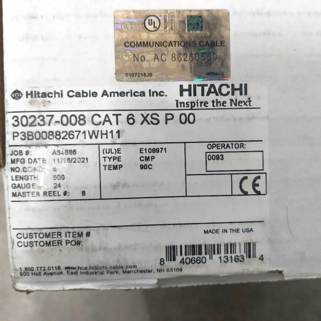 CAT6 XS Plenum Proterial 30237-8 UTP 500ft Ethernet Cable