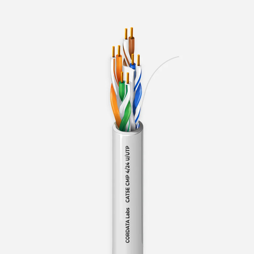 CAT5e Plenum Cordata Labs Solid Copper 1000ft White Cable Open view