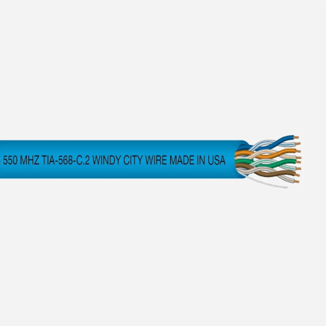 Windy City Wire Cat6 Plenum 556609 23AWG UTP 550MHz Blue 1000ft Ethernet Cable