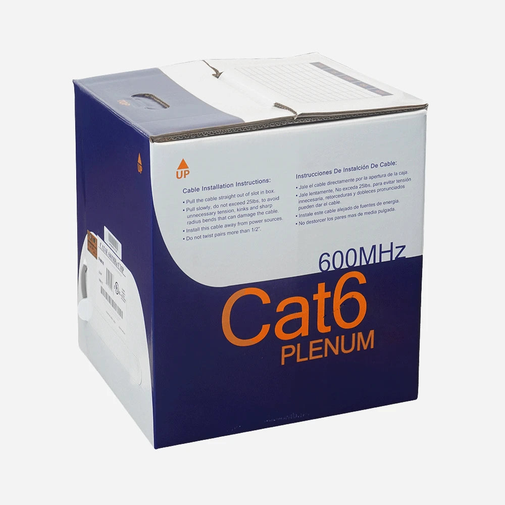 Cat6 Plenum Wavenet 6E04UPXX4N 600MHz UTP 23AWG 1000ft Solid Copper Ethernet Cable
