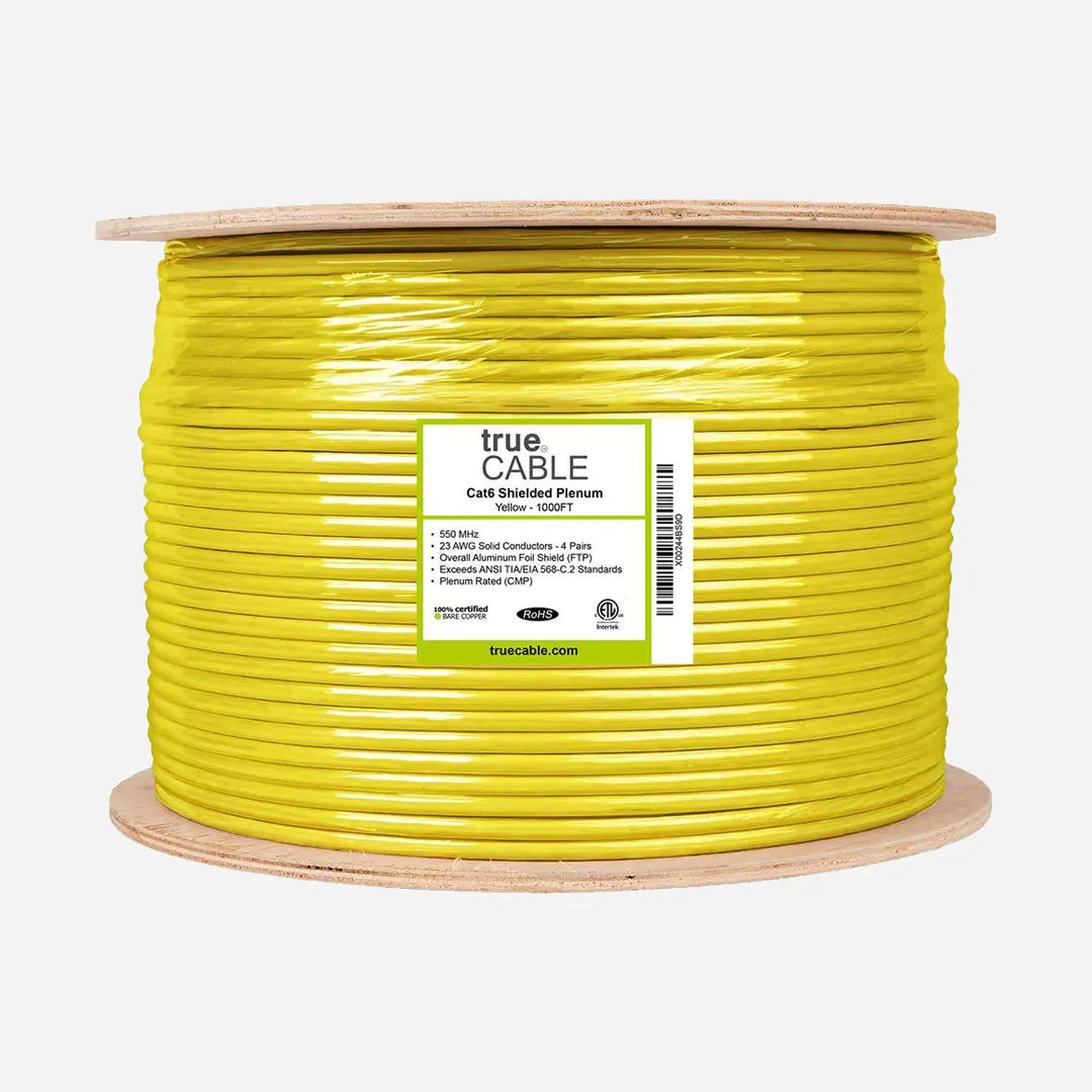 Cat6 Plenum trueCABLE 6ESCMP 23AWG 550MHz F/UTP Shielded 1000ft Ethernet Cable