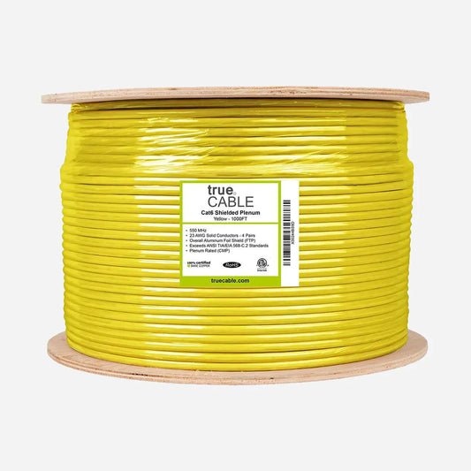 Cat6 Plenum trueCABLE 6ESCMP 23AWG 550MHz F/UTP Shielded 1000ft Ethernet Cable