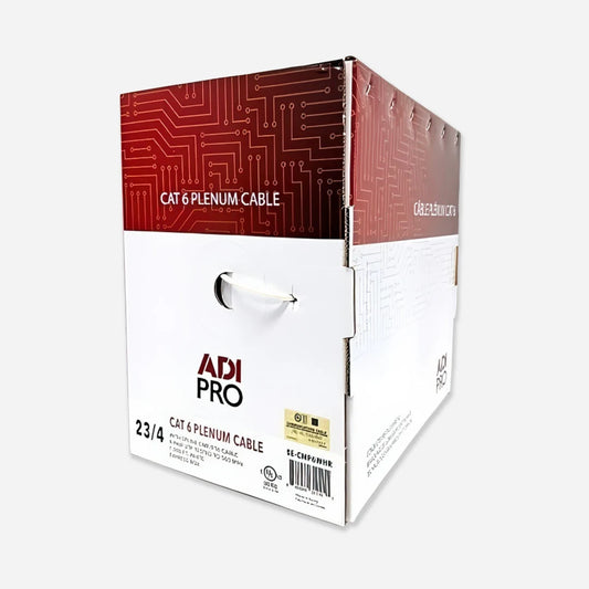 Cat6 Plenum ADI 0E-CMP6WHR UTP 23AWG 1000ft White Ethernet Cable