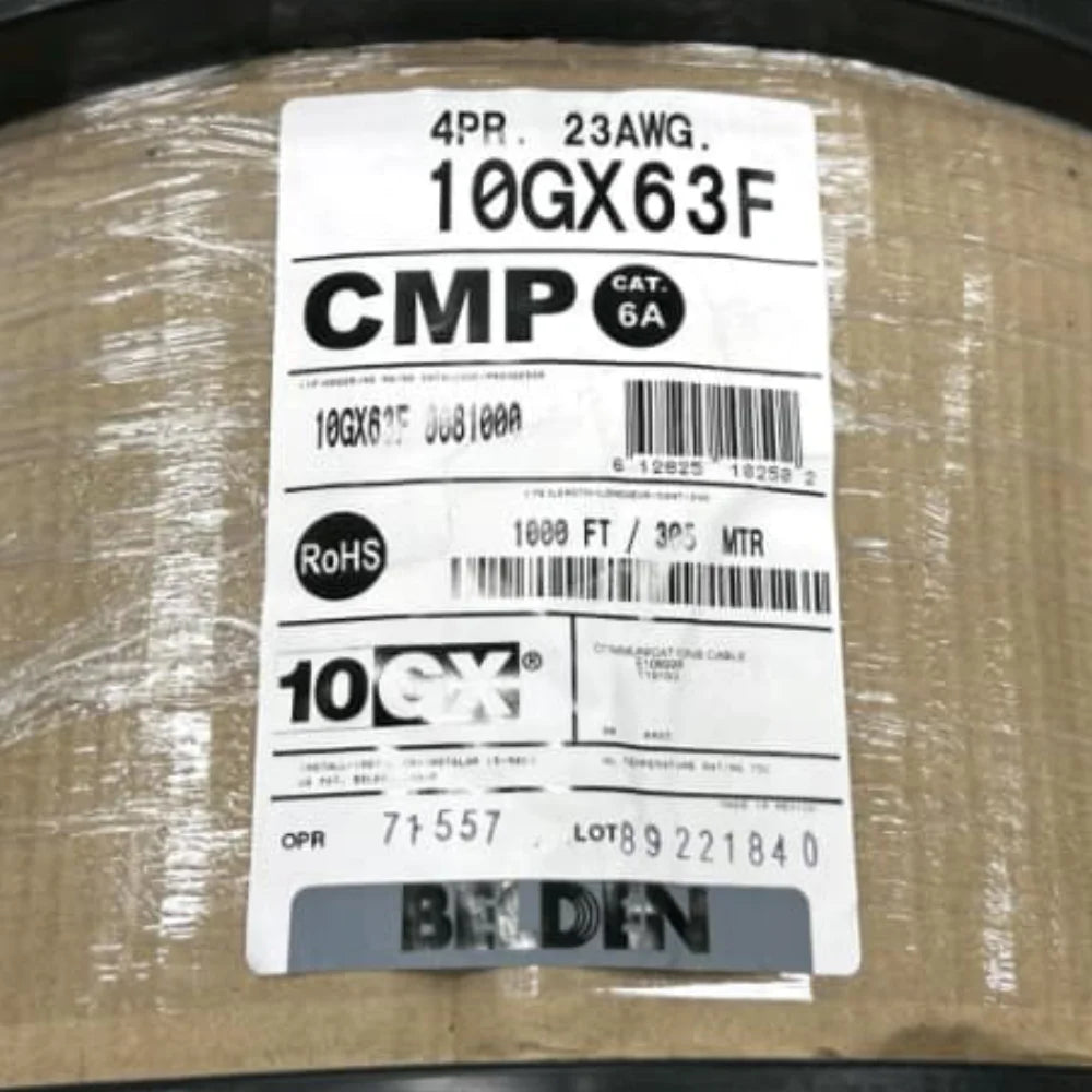 Belden 10GX63F Cat6A Plenum 23AWG F/UTP 1000ft Enhanced Ethernet Cable