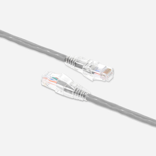 Cat6A Patch Cable Bare Copper Snagless 24 AWG Gray Ethernet Cable