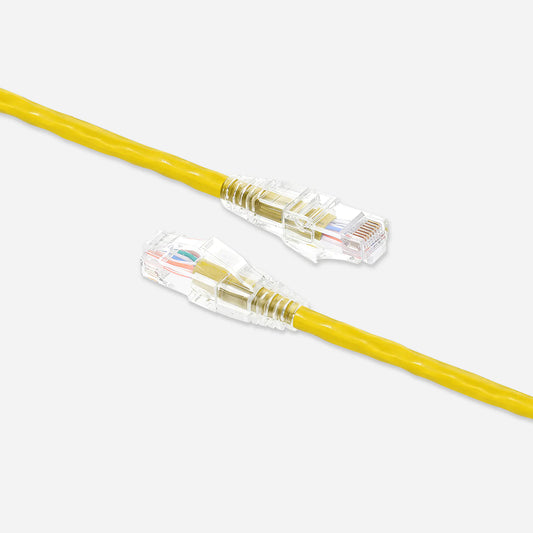 Cat6A Patch Cable Bare Copper Snagless 24 AWG Yellow Ethernet Cable