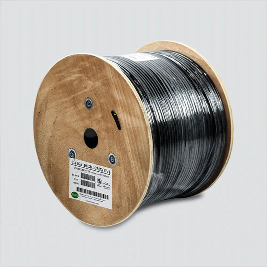 Cat6A Outdoor Wavenet 6A04CMXBK2 750MHz 10G UV Rated UTP 23AWG 1000ft Solid Copper Ethernet Cable